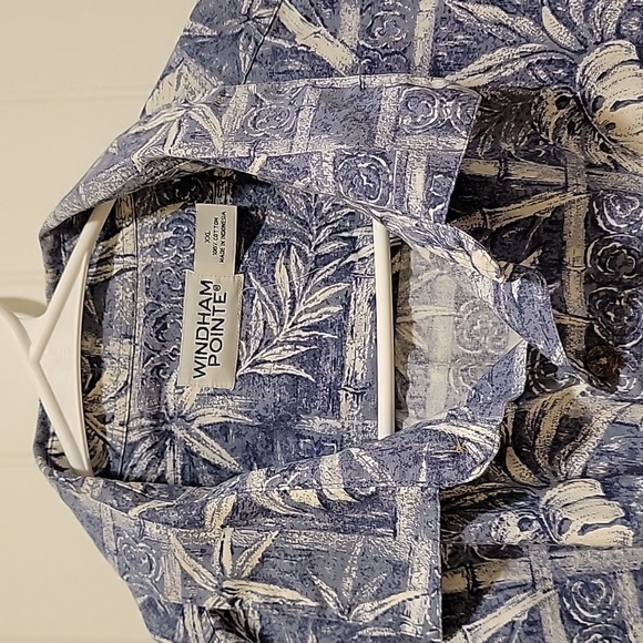 Windham Pointe Blue Tropical Cotton Shirt Size XXL - Picture 3 of 8